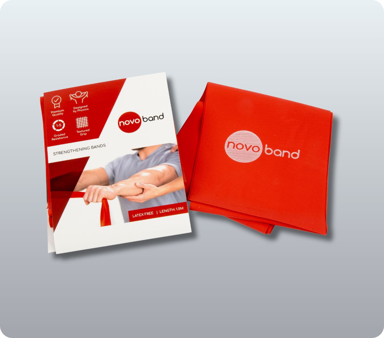 Level 2 (Red) Latex Free Resistance Bands – Pack of 16 × 1.5 m