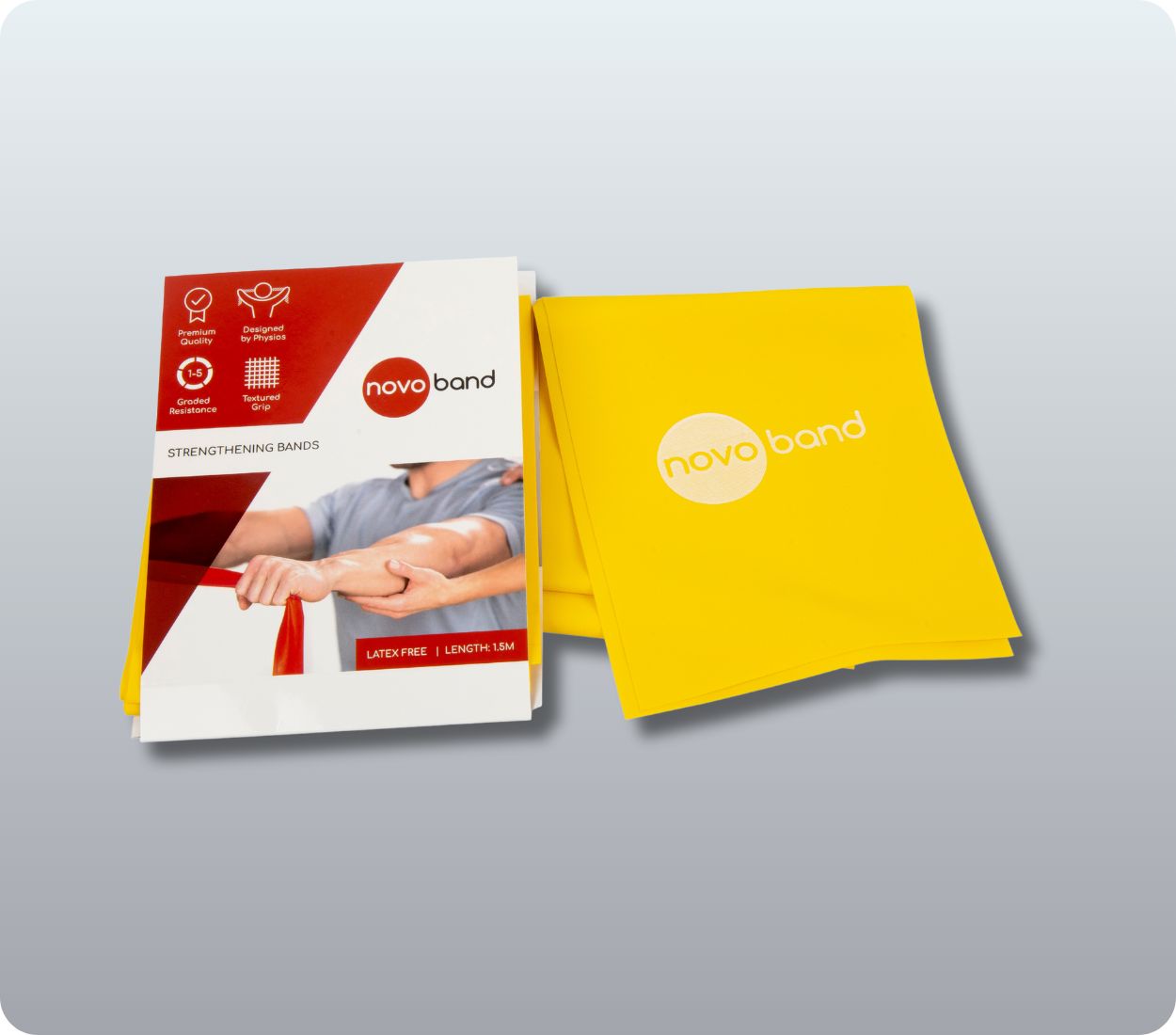 Level 1 (Yellow) Latex Free Resistance Bands – Pack of 16 × 1.5 m